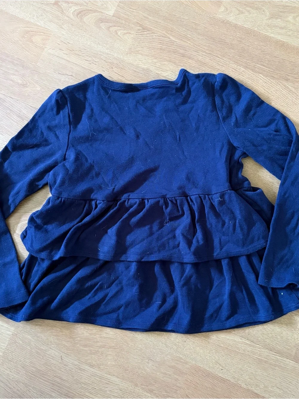 Gymboree navy blue long sleeve peplum top with cute bow detail Sz 7
